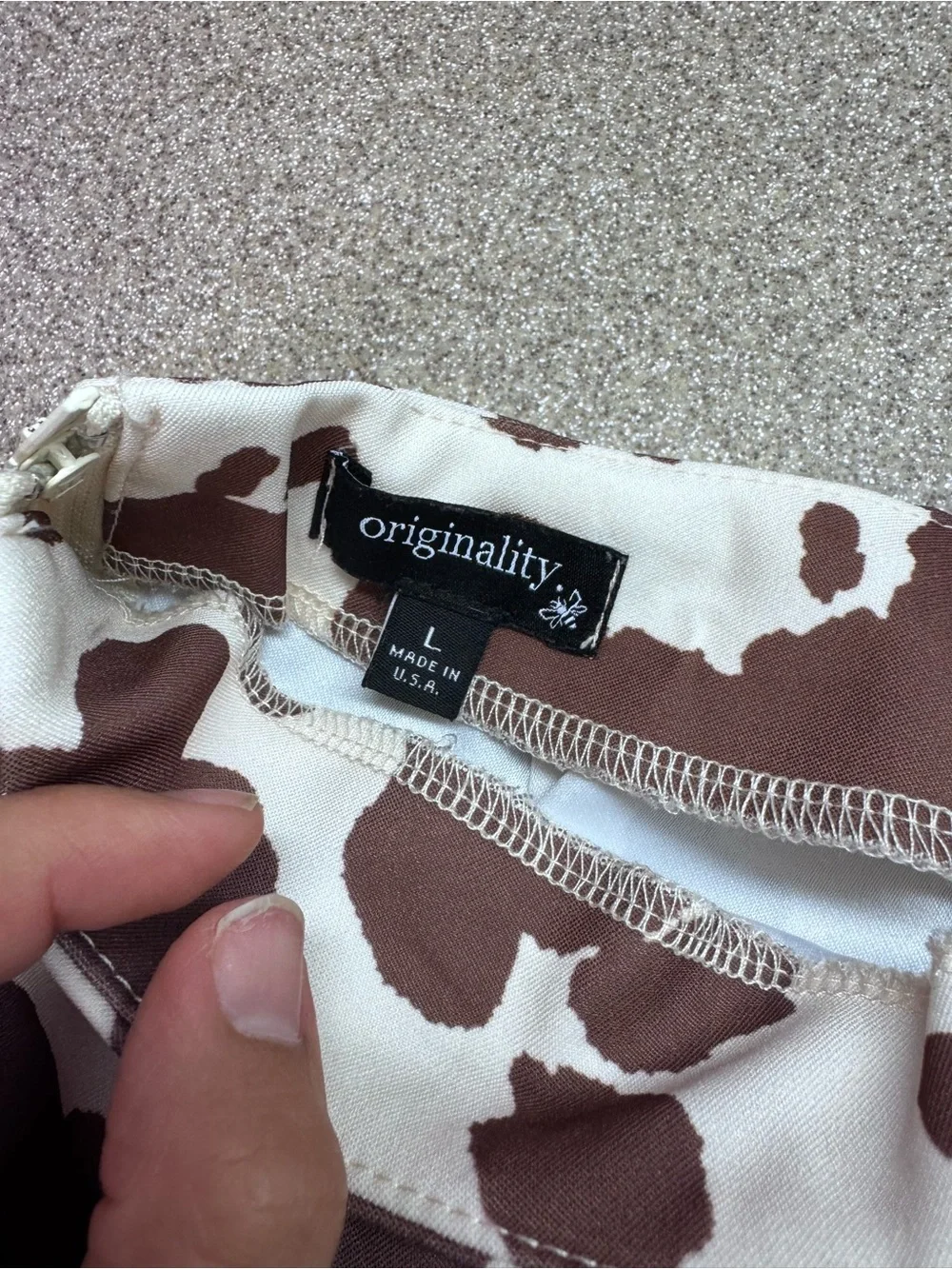 Brown & White Printed Mini Skirt